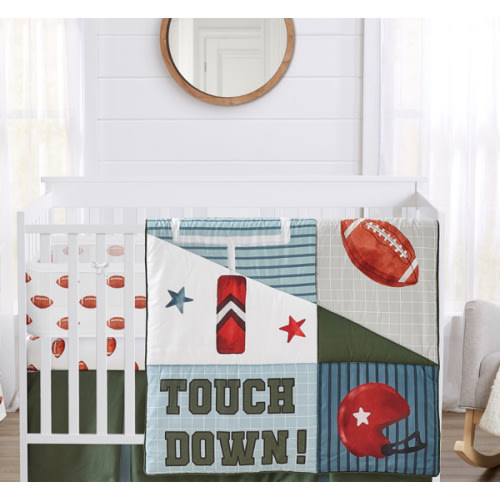 Football Collection Sweet Jojo Designs 6 Piece Crib Bedding + BreathableBaby Breathable Mesh Liner