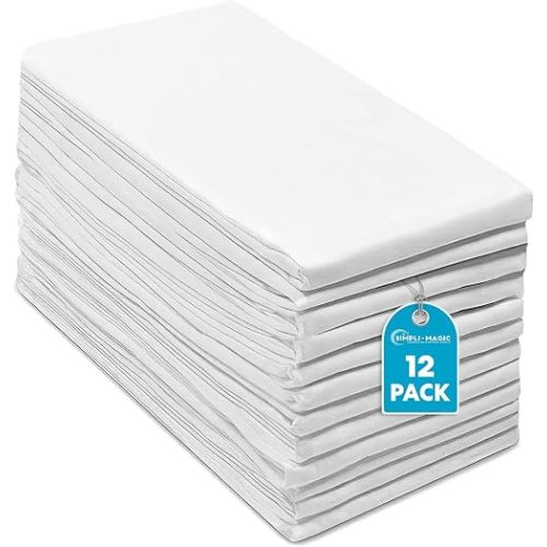Simpli-Magic Flour Sack Kitchen Towels 24"x24" (12 Pack) – 100% Cotton, Lint-Free, High Absorbent Tea Towels – Perfect for Dish, Baking, Crafting