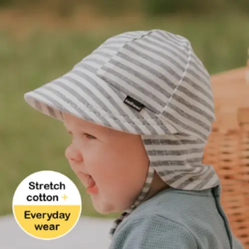 Legionnaire Flap Sun Hat - Grey Stripe