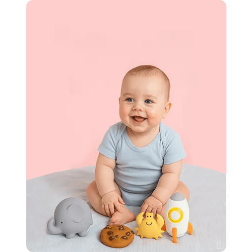 Crocodile Organic Natural Rubber Rattle, Teether & Bath Toy