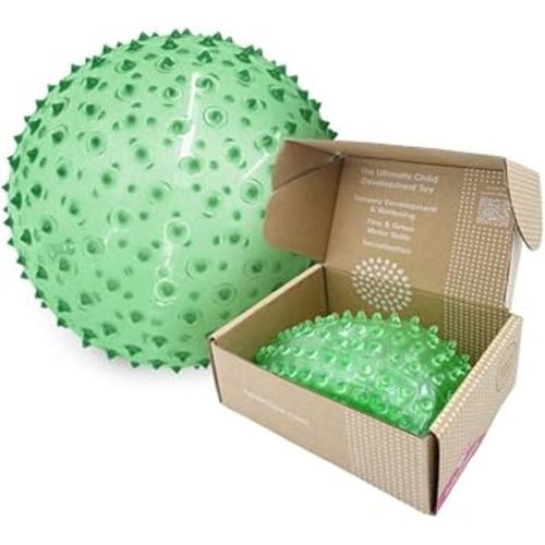 Edushape Original Sensory Ball - 7" Deflated Transparent Green Color Baby Ball Enhancing Gross Motor Skills for Kids 6 Months & Up