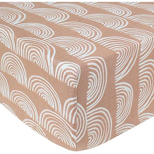 LifeTree Crib Sheets for Baby Boys Girls - Rainbows Print Bamboo Cotton Muslin Fitted Crib Sheets Unisex Toddler Bed Sheet Fits Standard Crib and Toddler Mattresses, Silky Soft, Cozy, 28in x 52in