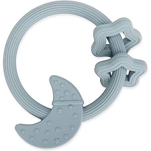 Silicone Baby Teething Toy, Silicone Baby Ring Teether for Babies 3 Months+, Raised Texture to Soothe Gums, BPA Free, Boys Girls Shower, Birthday, Christmas Gifts (Ether)