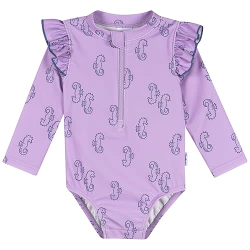 Gerber Baby & Toddler Girls Long Sleeve One Piece Rashguard Swimsuit