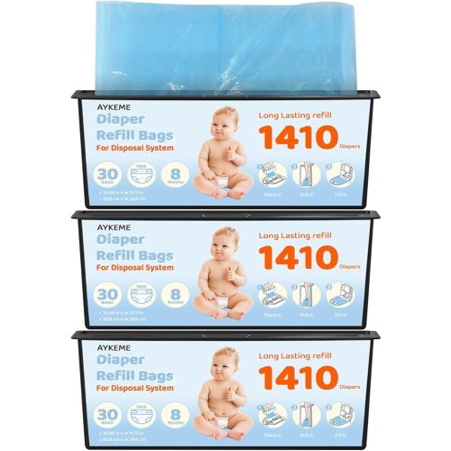 90 Bags Diaper Pail Refills Bags Compatible with Genie Easy Roll Signature & Platinum Diaper Pails | 7-Layer OdorLock Technology | Up to 10 Months Use,3 Pack
