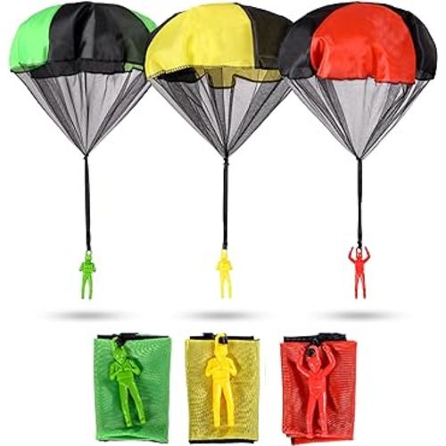 nutty toys Parachute Toys for Kids - Tangle Free Outdoor Flying Parachute Men, Best Small Outside Toys for 3 4 5 6 7 8 9 10 Year Old Top Christmas Stocking Stuffers Idea 2024 Unique Boy & Girl Gifts