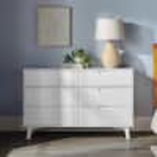 Walker Edison Furniture Company Sloane Mid-Century Modern White 6-Drawer 52 in. Solid Wood Dresser HD9999