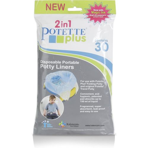 Kalencom Potette Plus Potty Seat Liners - Disposable, Leakproof Liners for Travel Potty Seat - Fragranced to Absorb Odor - 30 Count