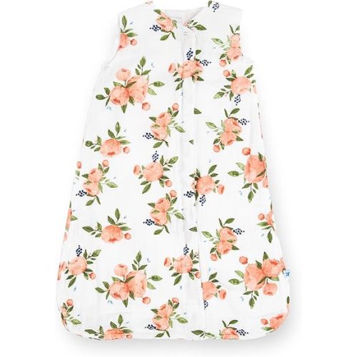 Little Unicorn 6-12 Month Premium Muslin Sleep Sack 1.1 TOG | Soft & Breathable Muslin Cotton for safer sleep | 2 way zipper (Watercolor Roses)