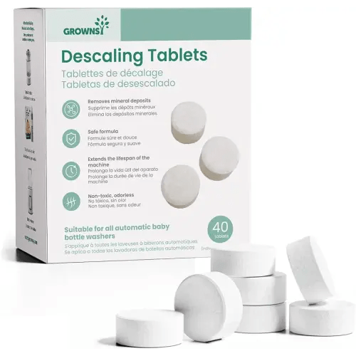 GROWNSY Descaling Tablets for Bottle Washers, 40 Count Descaler Tablets to Remove Limescale & Mineral Buildup, Compatible with Momcozy and Baby Brezza Baby Bottle Washer