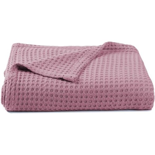 36” X 40” Inches Cooling Baby Waffle Weave Blanket, Ultra-Soft Lightweight Receiving Blanket for Newborn, Breathable Comfortable Baby Swaddle Blanket for Boys and Girls(Mauve)