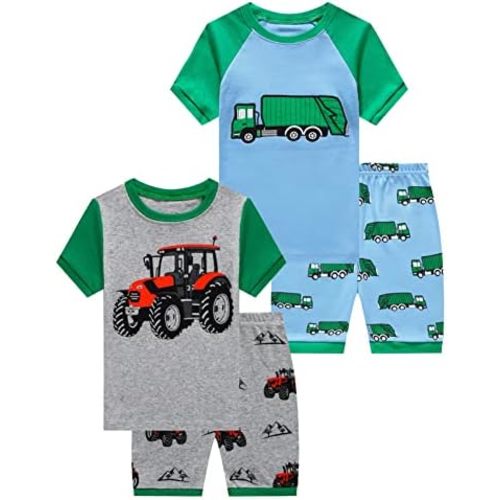 KikizYe Boys Short Sleeve Pajamas Kids Summer Pjs Children Pajamas