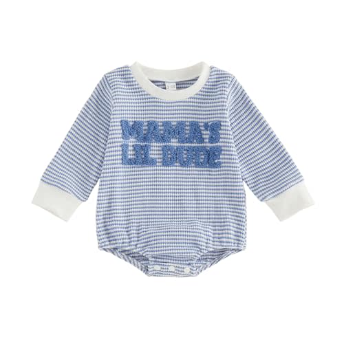 Bonangber Baby Boy Bubble Romper Daddys/Mamas Lil Dude Color Block Short Sleeve Oversized Bodysuit Newborn Summer Outfit
