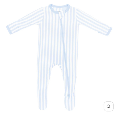 Zippered Footie in Small Mist Stripe