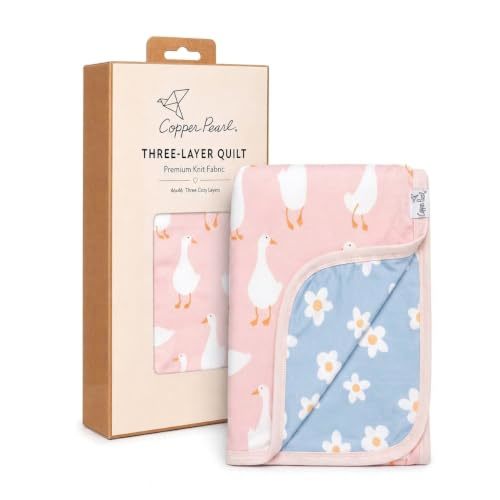 Copper Pearl Jumbo 3-Layer Baby Blanket: Soft Baby Quilts for Boys and Girls | Breathable, Cozy, Toddler Blanket | Baby Quilt for Newborns | 46x46 Premium Polyester/Rayon | Goosie