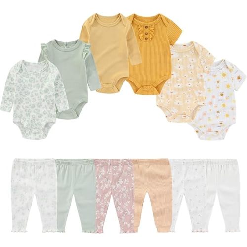 Four Seasons Baby Layette Sets 12 Pack Unisex Infant Boys Girls Pants and Long/Short Sleeve Bodysuits