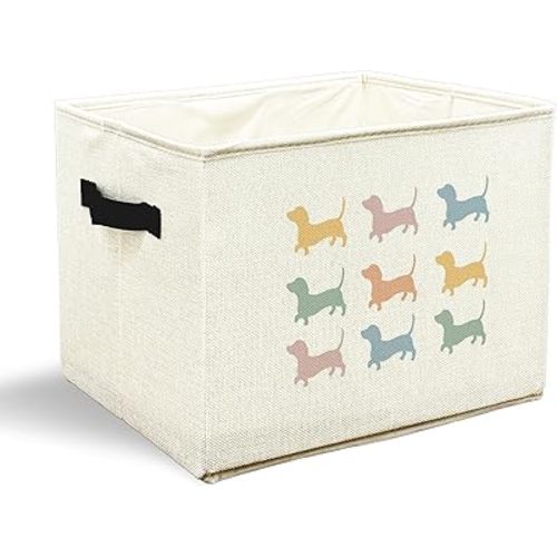 Colorful Dachshund Dog Toy Basket, Dog Home Decor, Dachshund Lovers Gifts Collapsible Pet Dogs Toy Storage Bin Box Basket Organizer, Pet Supplies for Dogs