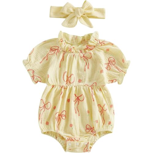 Twopumpkin Baby Girl Bubble Romper Newborn Ruffle Sleeveless Toddler Onesie Summer Outfit 0 3 6 9 12 18 Month Cute Clothes