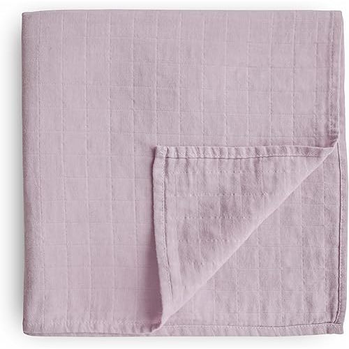mushie Muslin Baby Swaddle Blanket | 100% Organic Cotton (Soft Mauve)