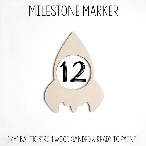 Rocket Milestone Marker, Space Baby Milestone Marker, Baltic Birch Wood Milestone Marker, Baby Shower Gift, Photo Prop, Month Marker
