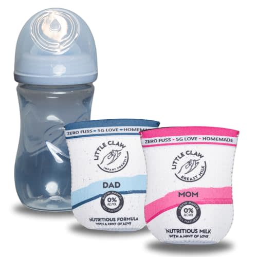 Brew Pants Hard Seltzer Themed Coozies for Baby Bottles - Funny Gift for New Parents & Baby Showers - (2 Premium Designed Neoprene Coozies + BPA/Lead/Phthalate Free Bottle Included) (Design 2)