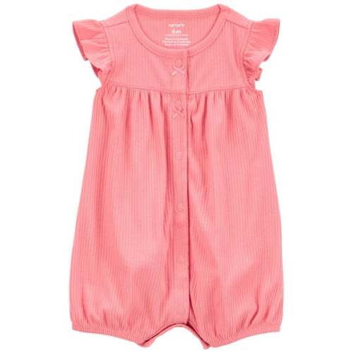 Baby Cotton Rib Short-Sleeve Romper - Pink - Carter's | Carter's