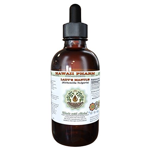 Lady's Mantle Alcohol-Free Liquid Extract, Organic Lady's Mantle (Alchemilla vulgaris) Dried Herb Glycerite Hawaii Pharm Natural Herbal Supplement 2 oz
