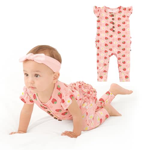 LITTLE JAMJAMS Baby Newborn Ruffled Cap Sleeve Button Snap One-Piece Baby Clothes fFootless Ultra Soft Rompers 0-36 Months