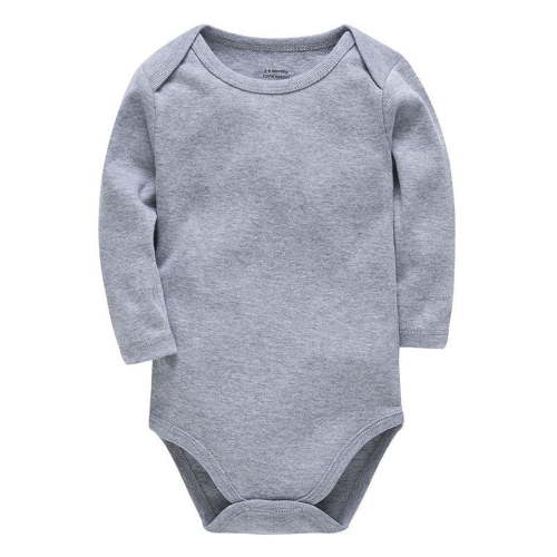 Povozer Baby Boys and Girls Long Sleeve Solid Color Onesie Bodysuits(Gray,3-6M)