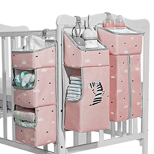 Hanging Diaper Caddy Organizer for Baby Crib - 3-in-1 Diaper Stacker for Changing Table Nursery Organization Storage Holder for Baby Essentials Attachment Portable Combining Clothing