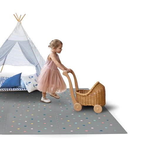 Soft Non-Toxic Baby Play Mat XXL, Toddler Playmat, Colorful Jigsaw Puzzle PlayMat, Tiles 24 x 24 Foam Floor Mats for Kids & Babies | EVA Foam Interlocking Tiles for Nursery, Playroom (Grey 9 PCS)