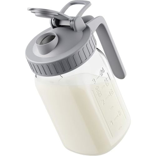 32 oz Breast Milk Pitcher, Glass Mason Jar Pitcher with Lid