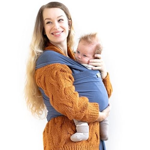 Boba Baby Wrap Carrier – Original Baby Sling Carrier for Newborns (7–35 lbs), Soft, Secure, Hands-Free & Ergonomic, Ideal for Comfortable Bonding, New Parents (Vintage Blue)
