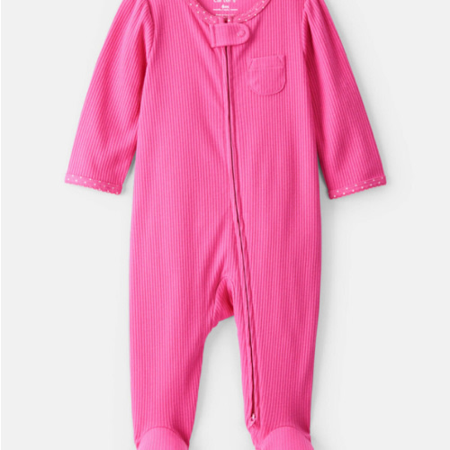Baby Girl Cotton Long-Sleeve Snug Fit Sleep & Play Pajamas - Pink | Carter's