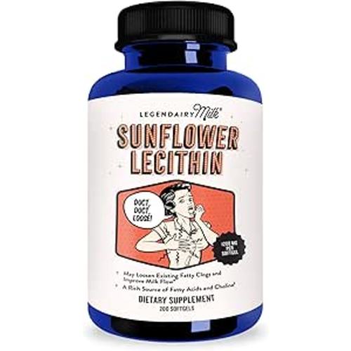 Legendairy Milk Sunflower Lecithin 1200mg, Lactation Support, Sunflower Lecithin Supplement for Clogged Milk Ducts, Made in USA, 200 Softgels