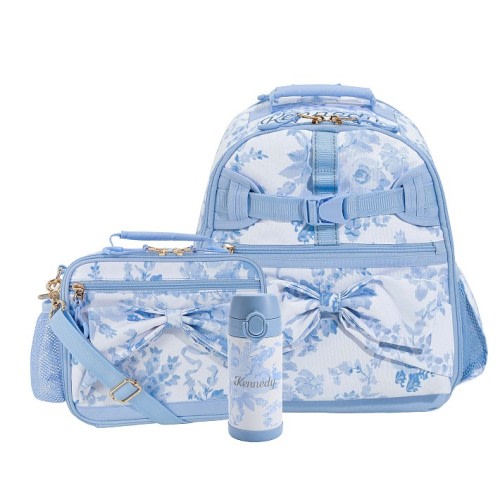 Mackenzie LoveShackFancy Blue Damask Floral Adaptive Backpack & Lunch Bundle, Set of 3