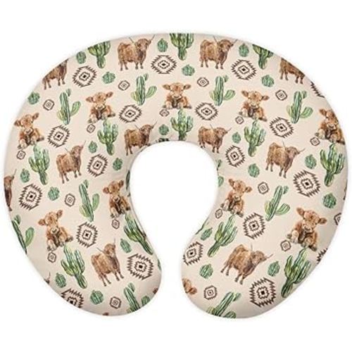 Cow Print Pillow Covers Fits u-Shaped Nursing Pillows Western Nursing Pillow Slipcovers with Zipper Feeding Pillow Cove,Aztec Cow Print Brown