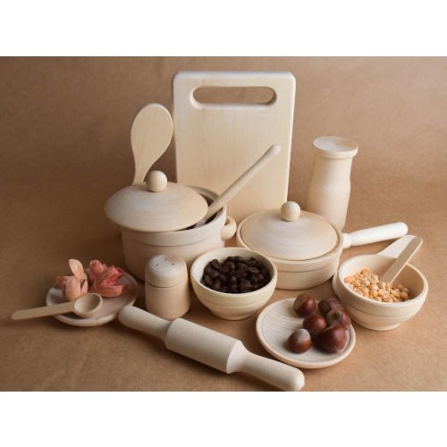 Wooden Play Dishes for Kids Tableware Set for Playing Montessori Play Dishes Kitchen Accessories Best Birthday Gift for Toddler Boy and Girl