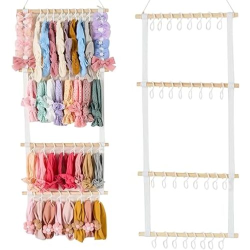 White04-New Hair Bow Organizer for Girls, Headband Holder & Organizer, Baby Girl Bow Holder