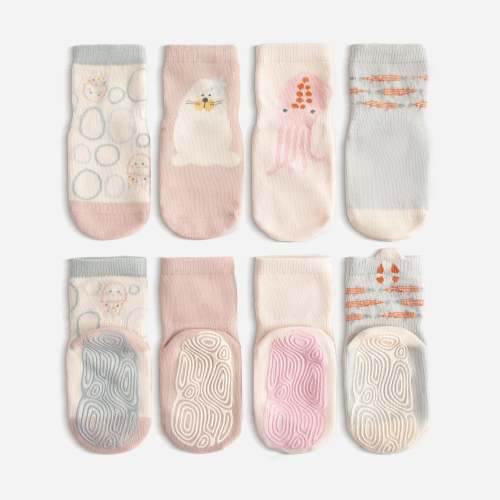 Into The Sea- Pink Non-Slip Socks for Babies & Toddlers – LittleYogaSocks