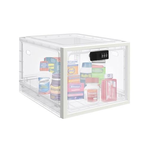 Large Medicine Lock Box for Safe Medication, Lockable Storage Box for Fridge/Snacks Food, Phone Lock Boxes with Combination Code for Home/Dorms/Office Storage Lockers