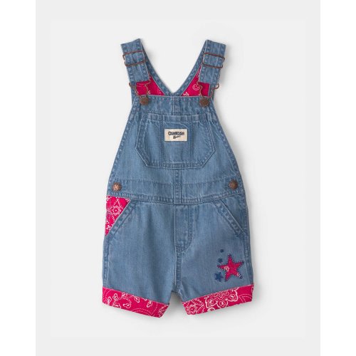 Baby Girl Bandana Denim Shortall - Medium Wash - OshKosh B'gosh | Carter's