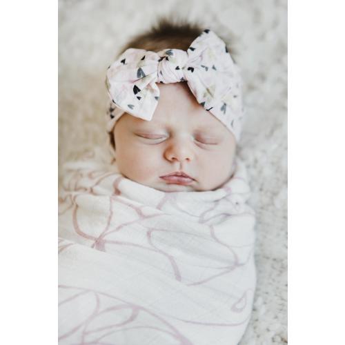 Pink I Heart You Nylon Bow Headwrap