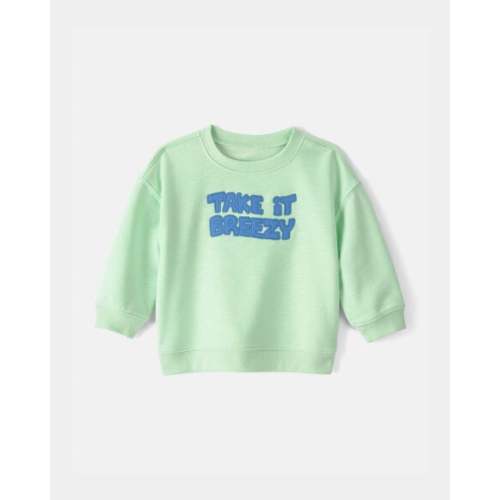 Baby 'Take It Breezy' French Terry Pullover Sweatshirt - Green | Carter's