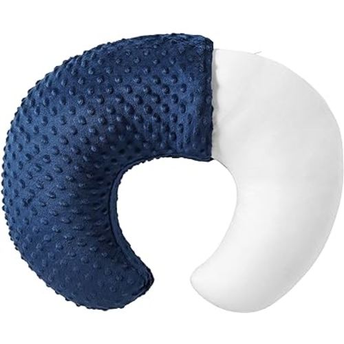 QUENESS Nursing Pillow and Positioner, Breastfeeding, Bottle Feeding | Baby Sitting Support with Removable Ultra Soft Cover, Tummy Time Support for Baby Boys and Girls (Estate Blue)
