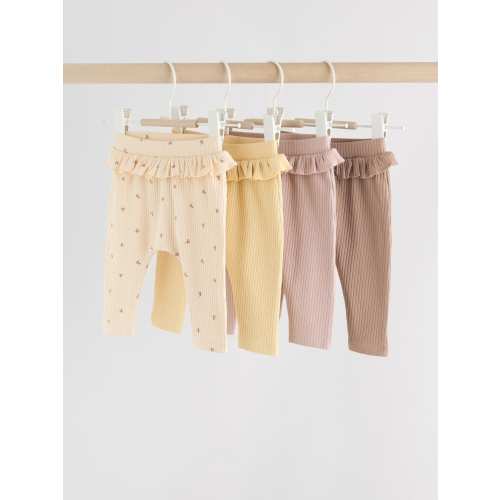 3-6mo Purple/Yellow/Cream Ditsy Baby Leggings 4 Pack (0mths-2yrs)