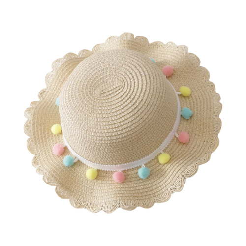 kttectoa Newborn Hats for Girls Summer Children's Colored Balls Bow Decorated Hat Rope Beach Hat Sun Hat Kids Sun Hat Straw Hat Beach Essentials Baby Sun Hat Baby Hats