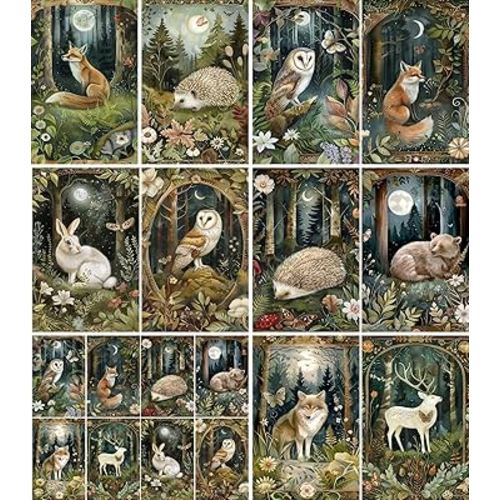 Forest Animals Rice Paper, 8 x 10.5 inch (6pc) - Mulberry Paper for Decoupage Scrapbooking Cards Crafts by Craft Kreatively