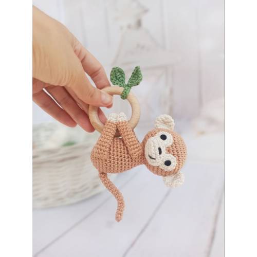 Baby shower gift Crochet monkey rattle toy New mom gift box Baby boy girl gift unique Gender neutral baby gift Pregnancy gift basket
