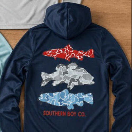 Patriotic Camo Fish Trio Performance Hoodie